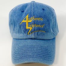 Load image into Gallery viewer, Authentic Existence® Signature Unisex Adjustable Premium Cap - Medium Denim with Gold Embroidery