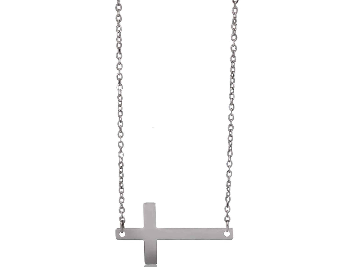 Stainless Steel Horizontal Cross Necklace