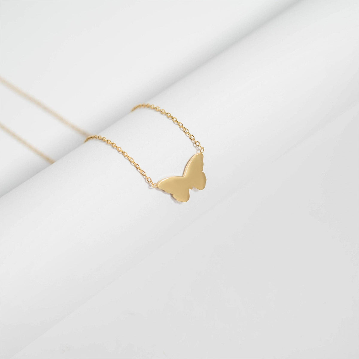 Gold Finish Stainless Steel Butterfly Necklace