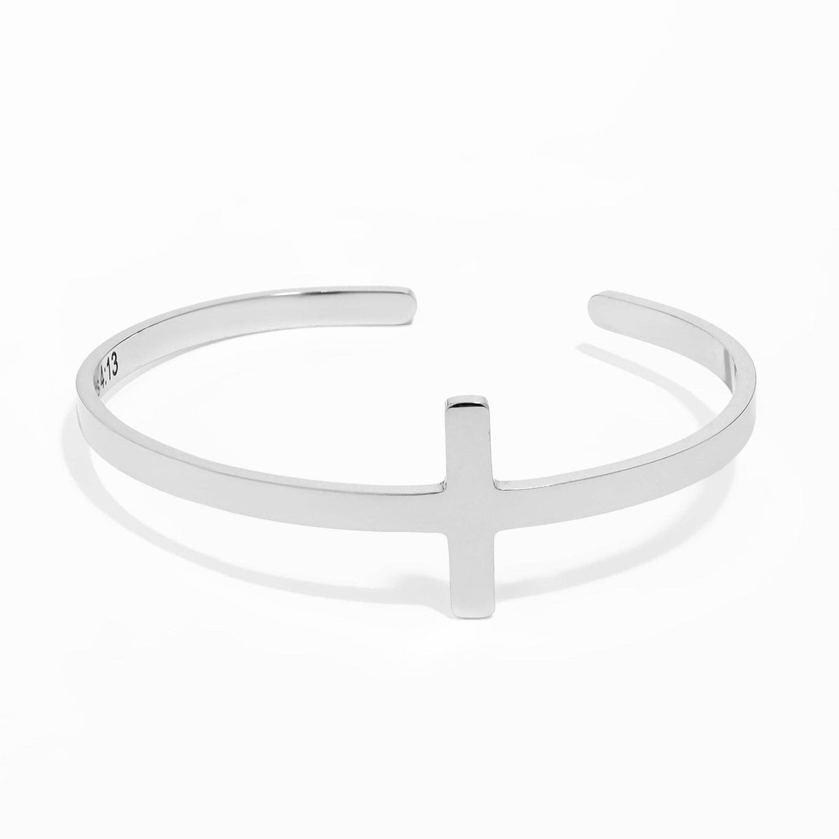 Stainless Steel Cross Cuff Bracelet with Philippians 4:13 Inscription