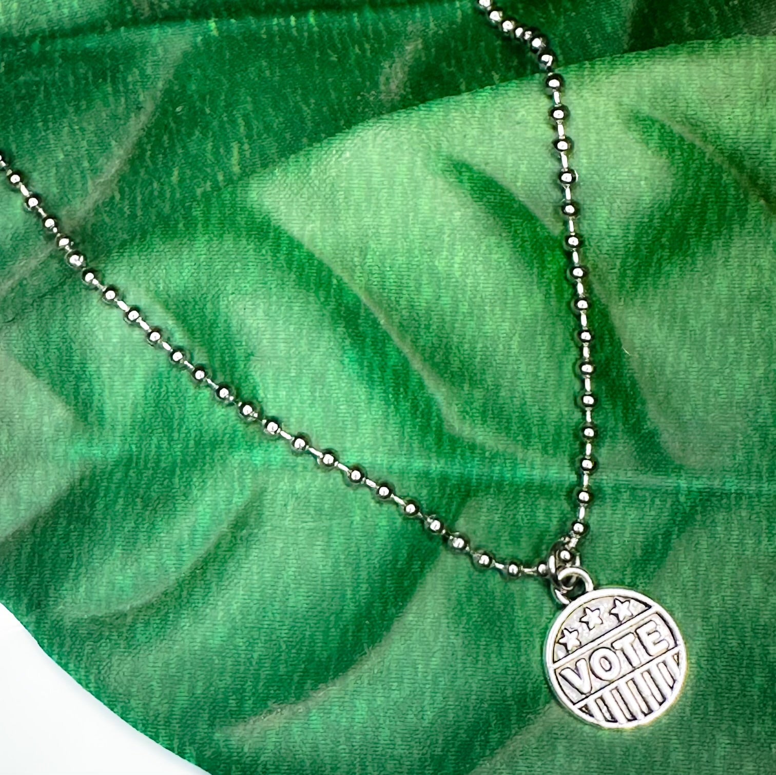 Vote Ball Chain Stainless Steel Necklace