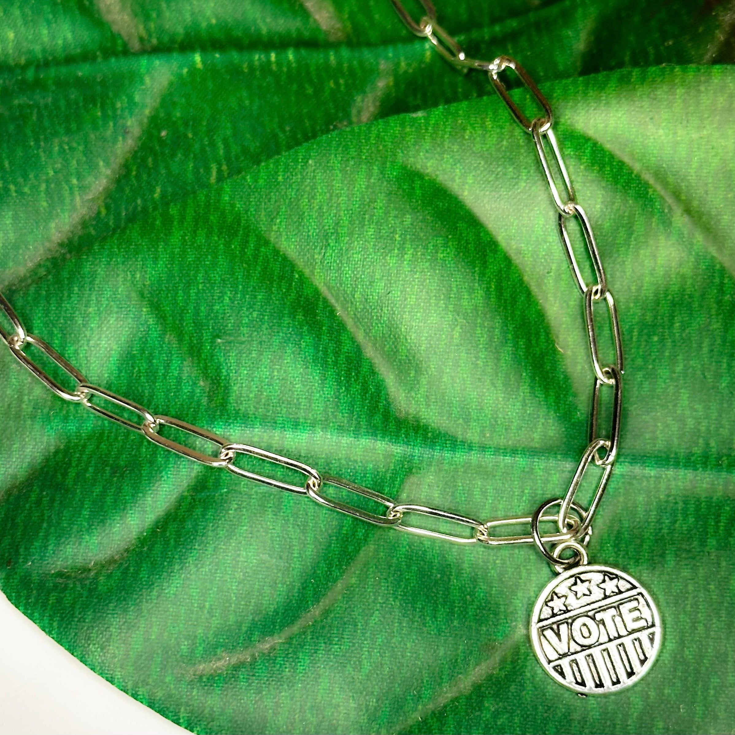 Vote Paperclip Chain Stainless Steel Necklace