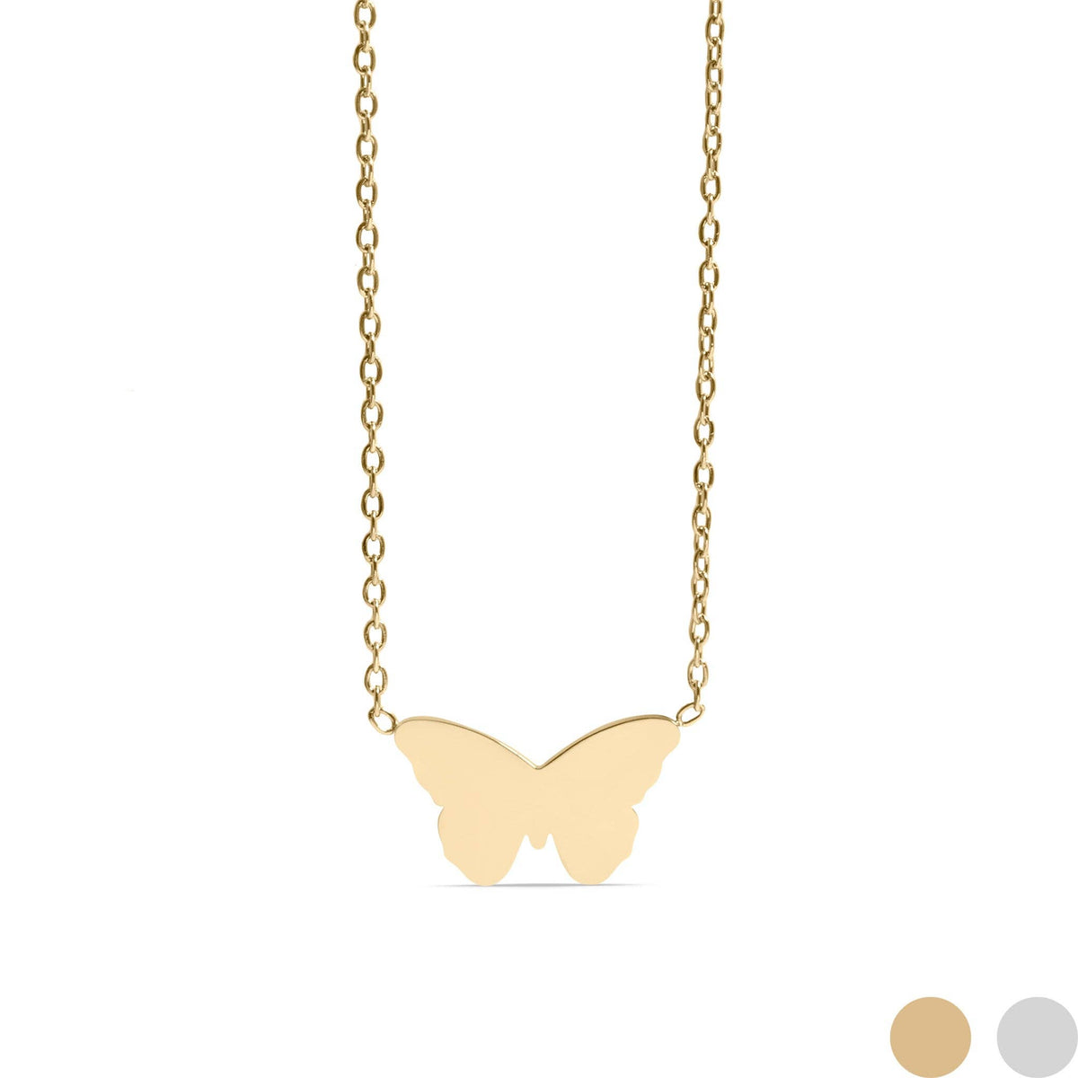Gold Finish Stainless Steel Butterfly Necklace