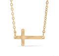 Gold Finish Stainless Steel Horizontal Cross Necklace