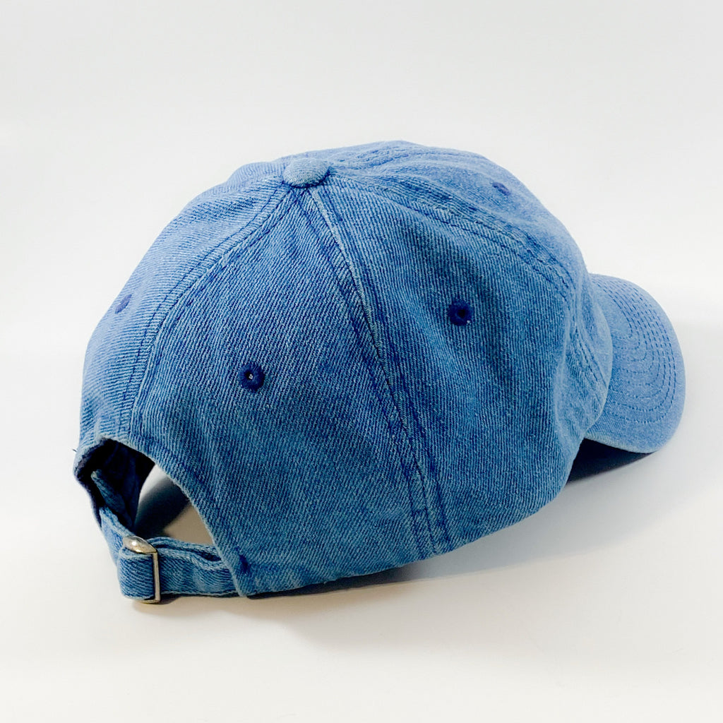 Authentic Existence® Signature Unisex Adjustable Premium Cap - Medium Denim with Gold Embroidery