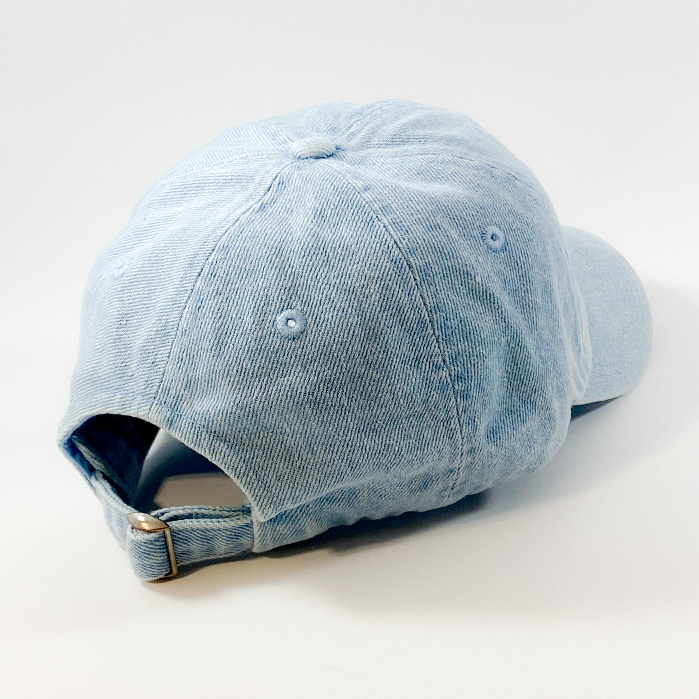 Authentic Existence® Signature Unisex Adjustable Premium Cap - Light Denim with Silver Embroidery