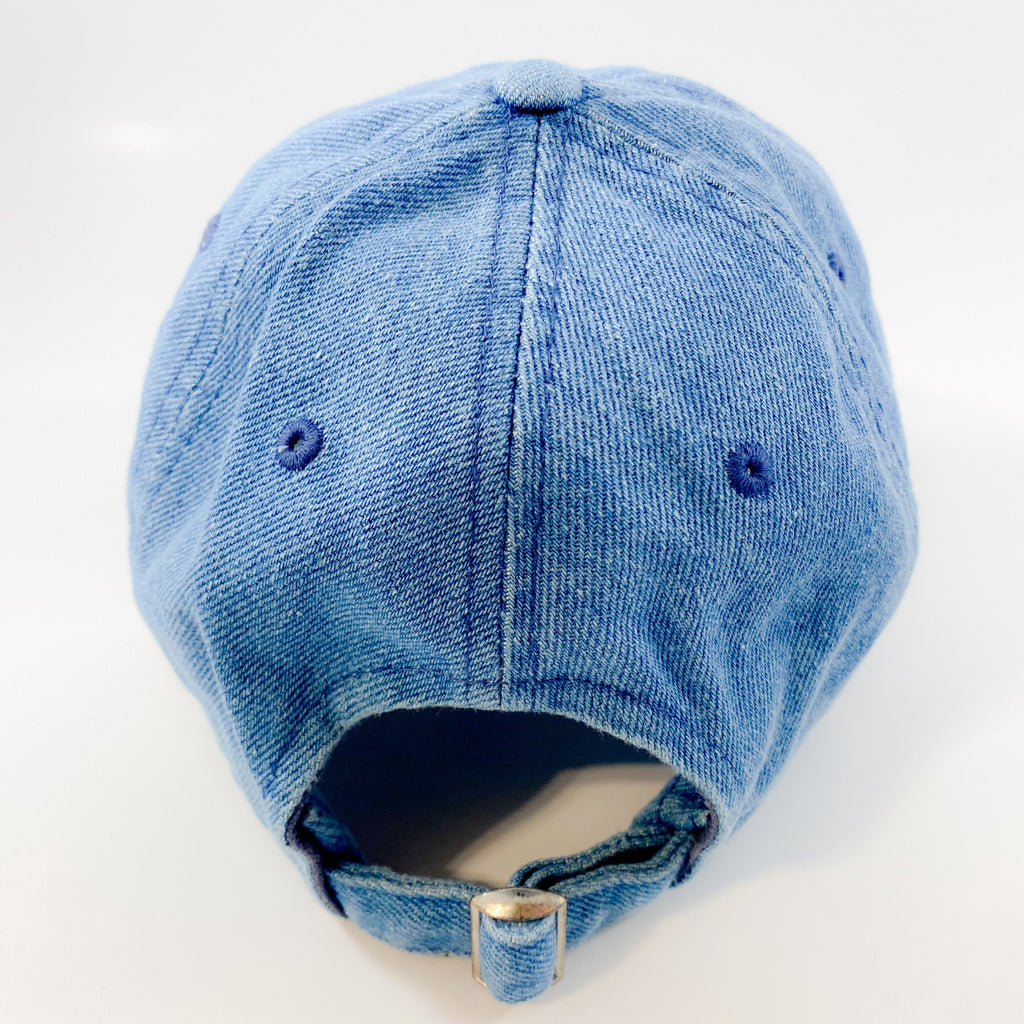 Authentic Existence® Signature Unisex Adjustable Premium Cap - Medium Denim with Silver Embroidery