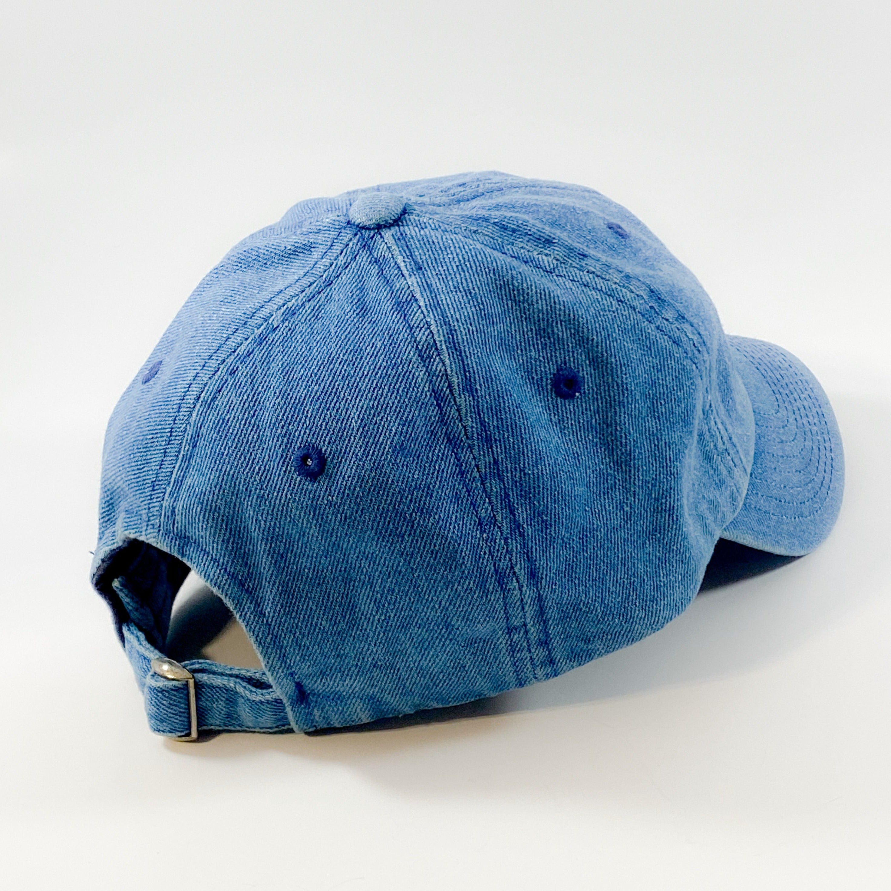 Authentic Existence® Signature Unisex Adjustable Premium Cap - Medium Denim with Silver Embroidery