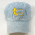 Authentic Existence® Signature Unisex Adjustable Premium Cap - Light Denim with Gold Embroidery