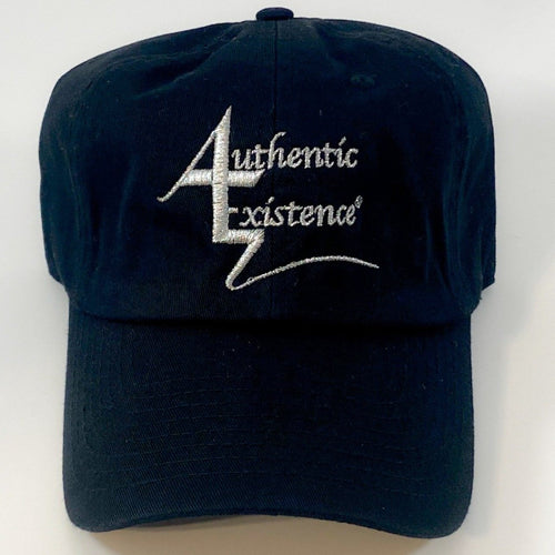 Authentic Existence® Signature Unisex Adjustable Premium Cap - Black with Silver Embroidery