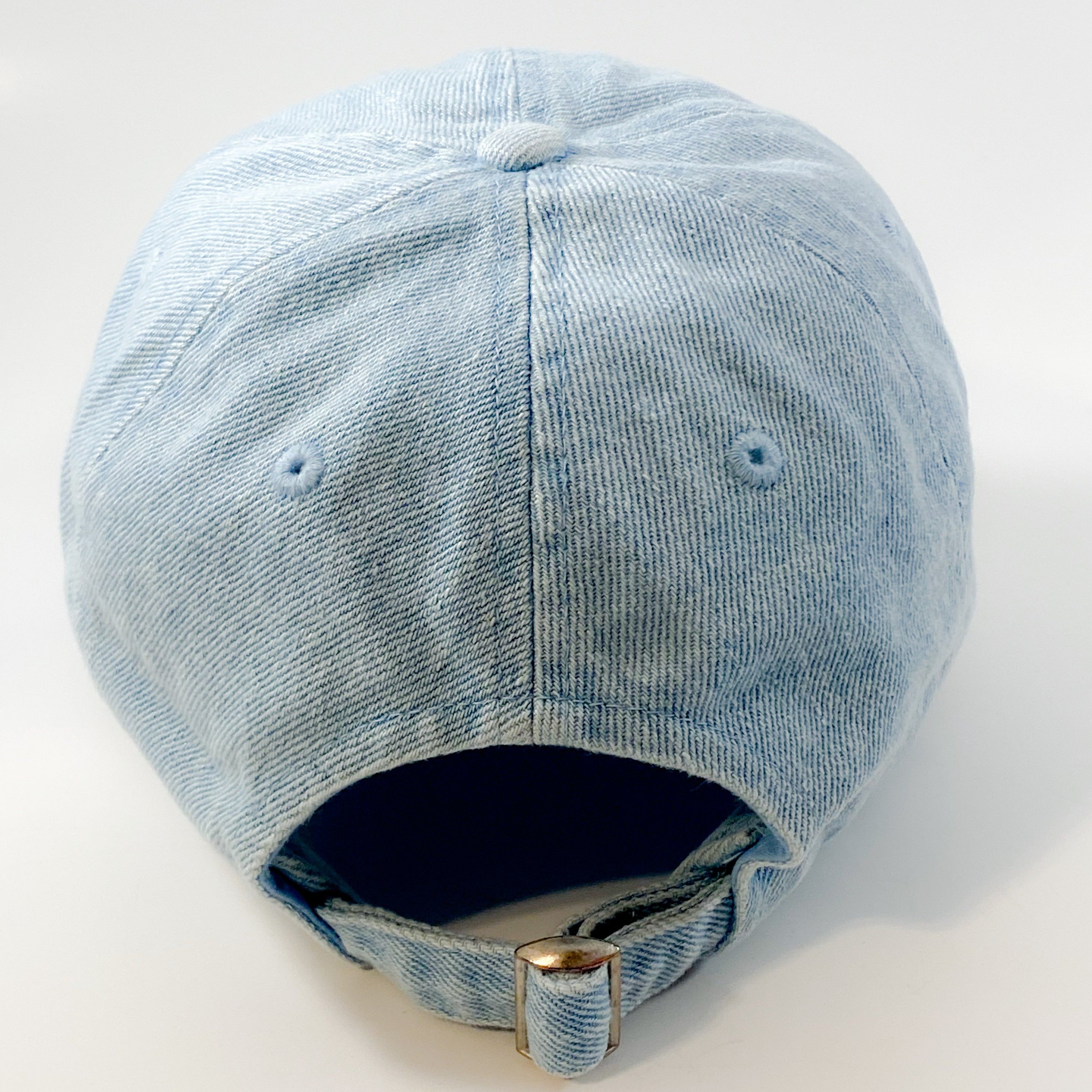 Authentic Existence® Signature Unisex Adjustable Premium Cap - Light Denim with Gold Embroidery